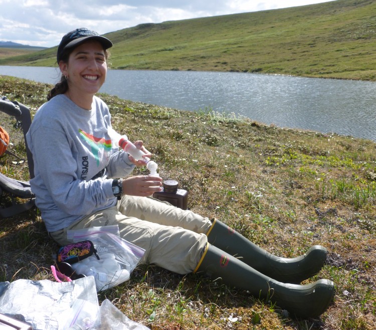 Lauren filters water for nutrient analyses in Toolik, Alaska.